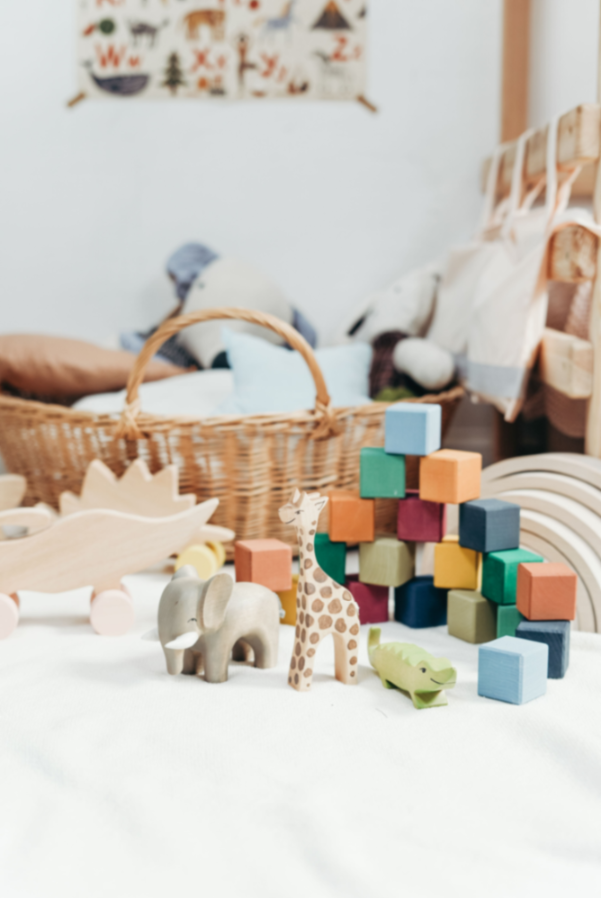 A welcoming play space with wooden toys